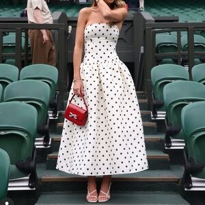Self Portrait Polka Dot Tafetta Midi Dress